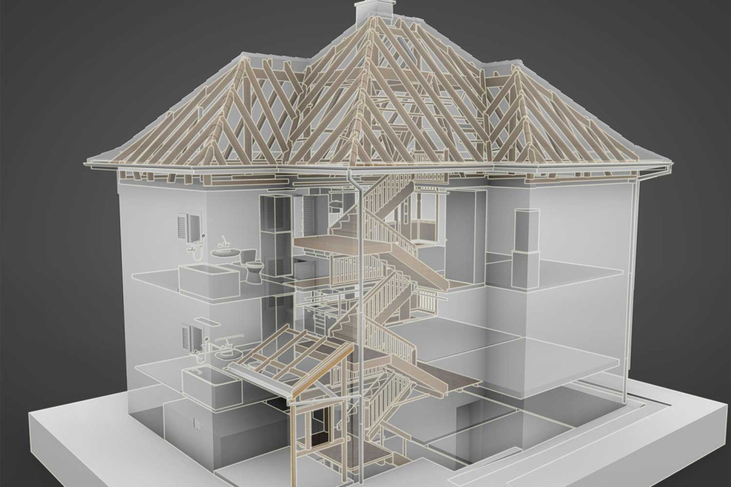 Modélisation BIM 3D d'une cage d'escalier à partir d'un nuage de points